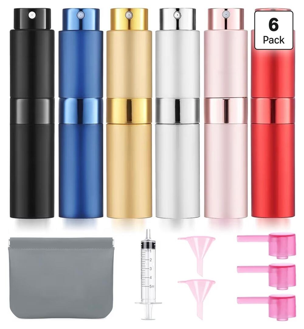 6 Pack 8 ML Empty Perfume Atomizer Travel Spray Bottles Portable for Men Women